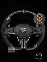 Carismo Steering Wheel For Nissan GT-R (R35 EBA) - Sport - Gloss Carbon - Alcantara