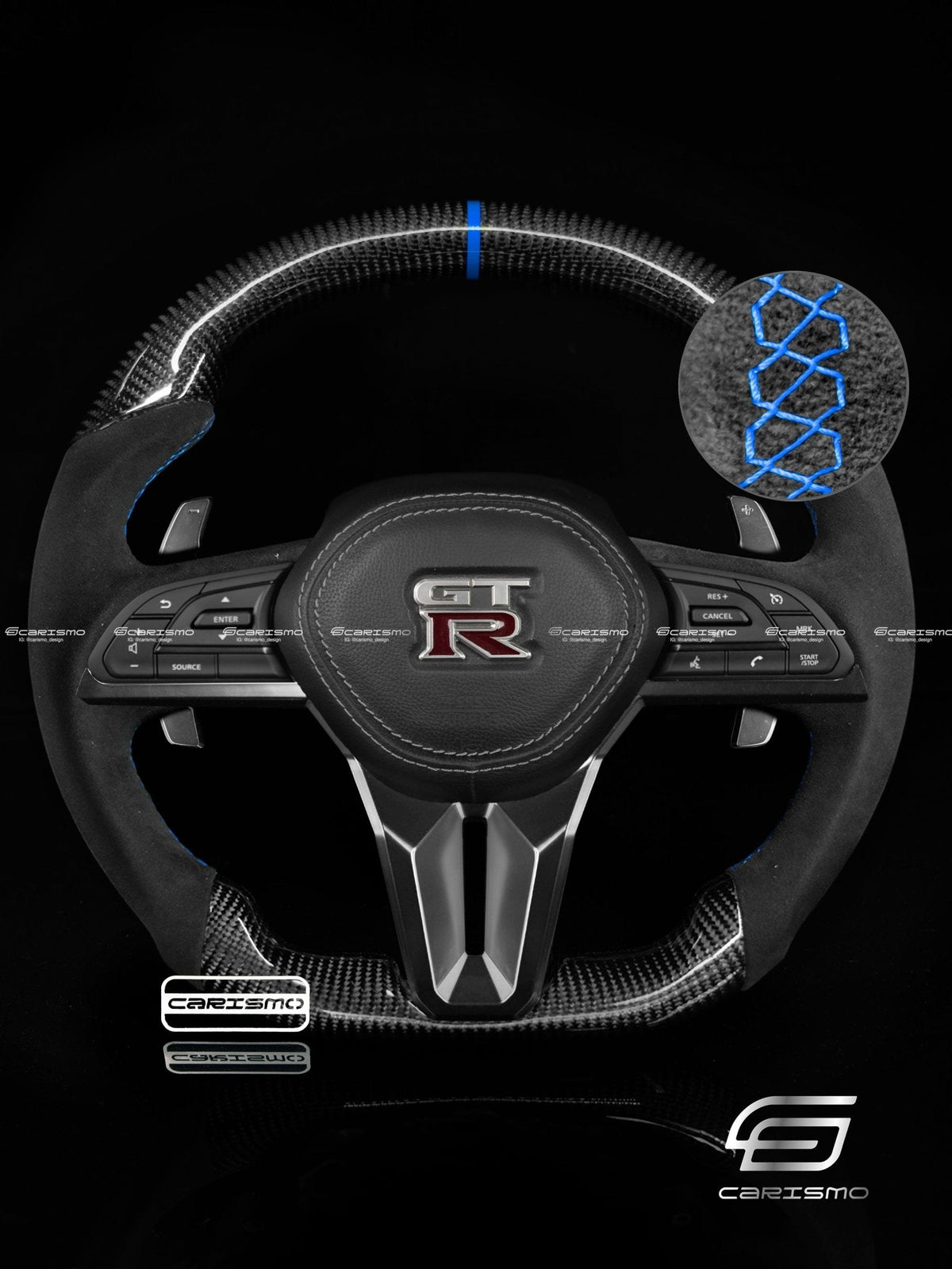 Carismo Steering Wheel For Nissan GT-R (R35 EBA) - Sport - Gloss Carbon - Alcantara