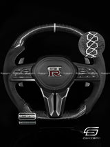 Carismo Steering Wheel For Nissan GT-R (R35 EBA) - Sport - Gloss Carbon - Alcantara