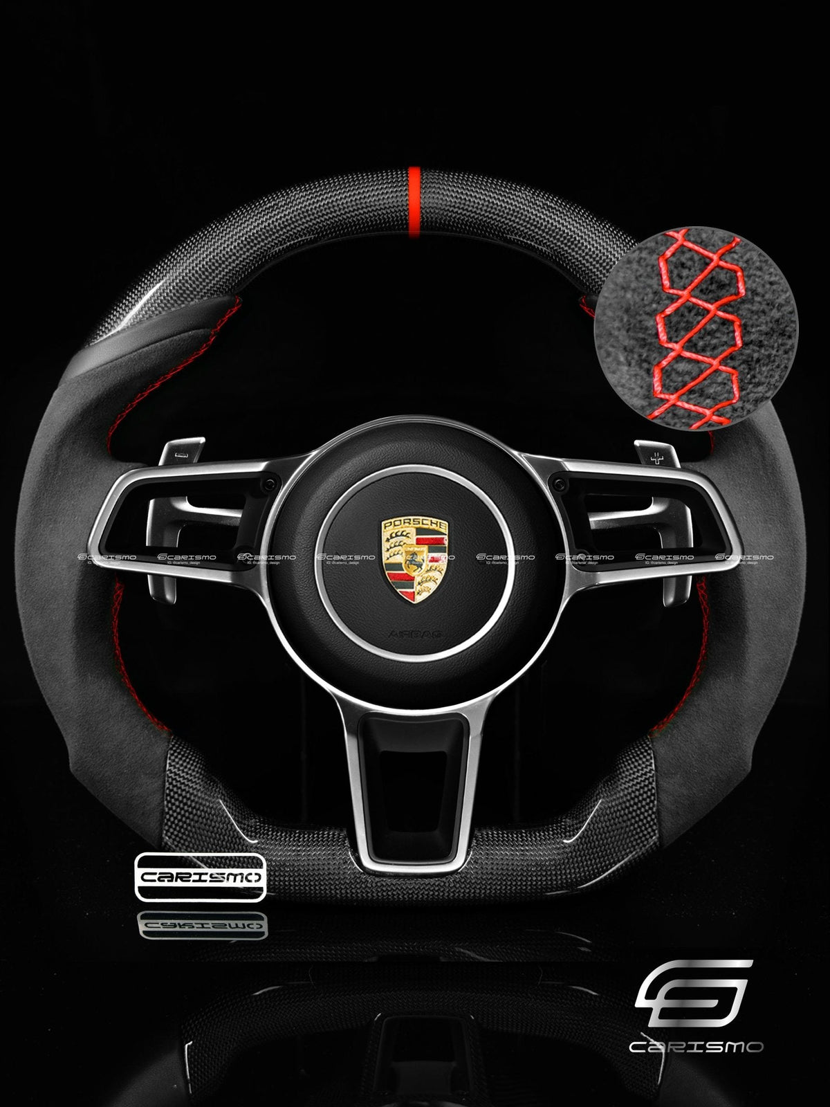 Carismo Steering Wheel For Porsche (991.2 Wheel) - Sport - Gloss Plain Carbon - Alcantara