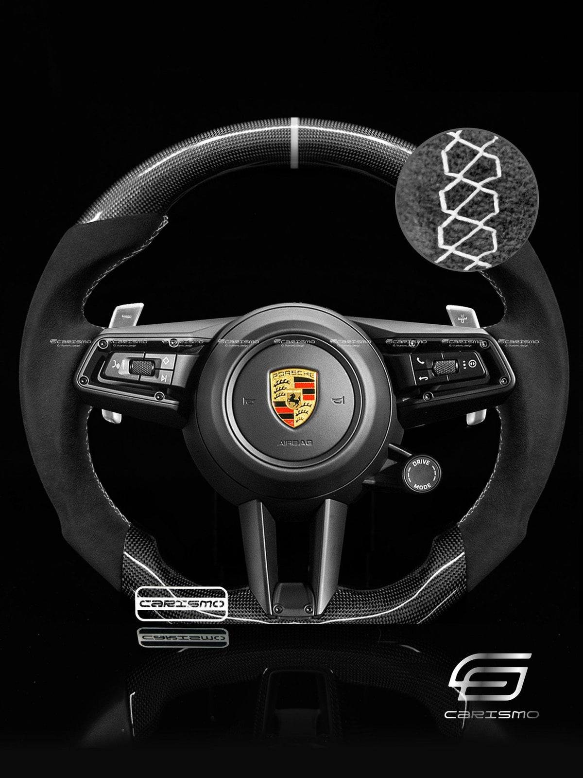 Carismo Steering Wheel For Porsche (992.1 Wheel) - Sport - Gloss Plain Carbon - Alcantara