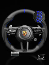 Carismo Steering Wheel For Porsche (992.1 Wheel) - Sport - Matte Plain Carbon - Perforated Leather