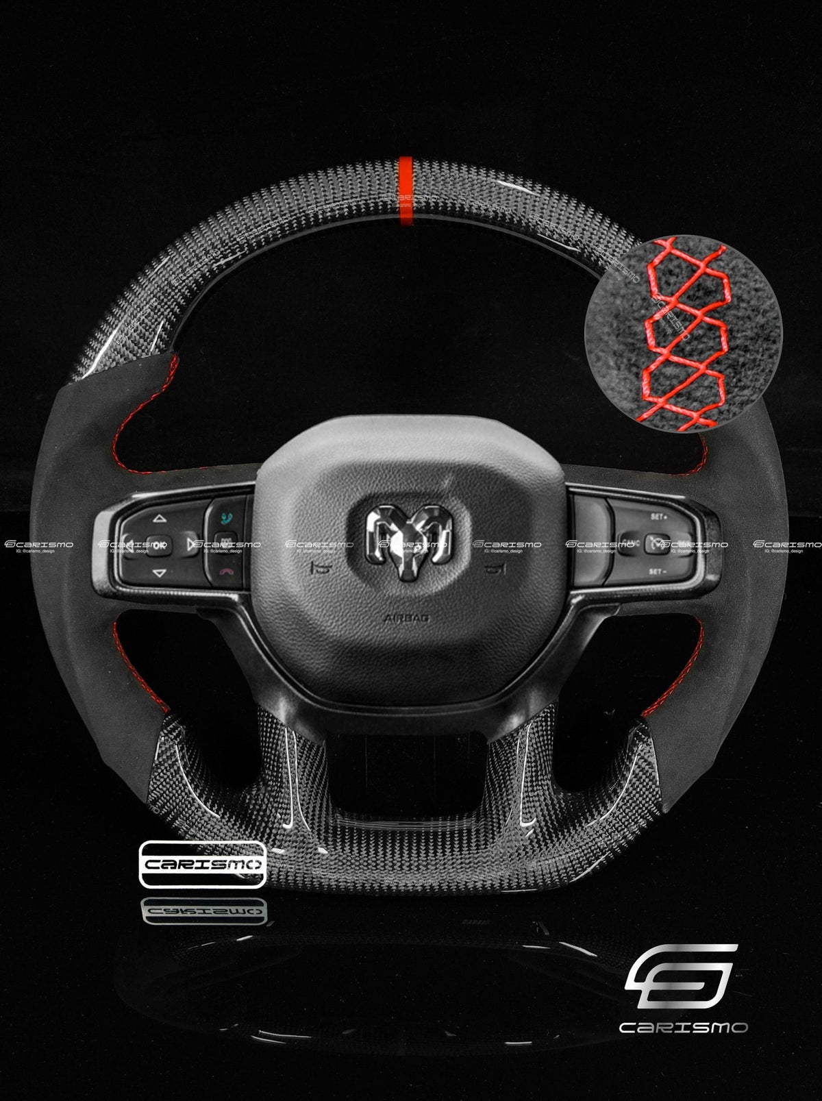 Carismo Steering Wheel For Ram 1500 TRX (DT) - Sport - Gloss Carbon - Alcantara