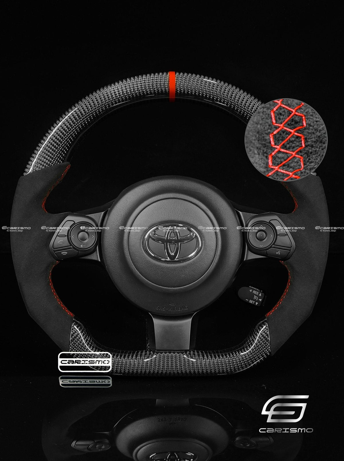 Carismo Steering Wheel For Toyota GR86 (ZN8) - Sport - Gloss Carbon - Alcantara