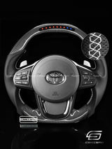 Carismo Steering Wheel For Toyota Supra (MKV) - Sequential RPM LED - Gloss Carbon - Perforated Leather