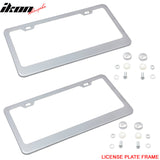 2PC Chrome Steel License Plate Frame + Screw Cap Car Truck Van SUV