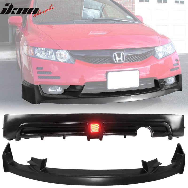 2009-2011 Honda Civic  Mugen Front Lip PU Rear Lip PP LED Brake Lamp