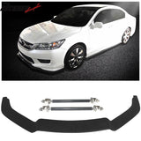 2013-2015 Honda Accord Sedan Textured Black Front Bumper Lip & Rod