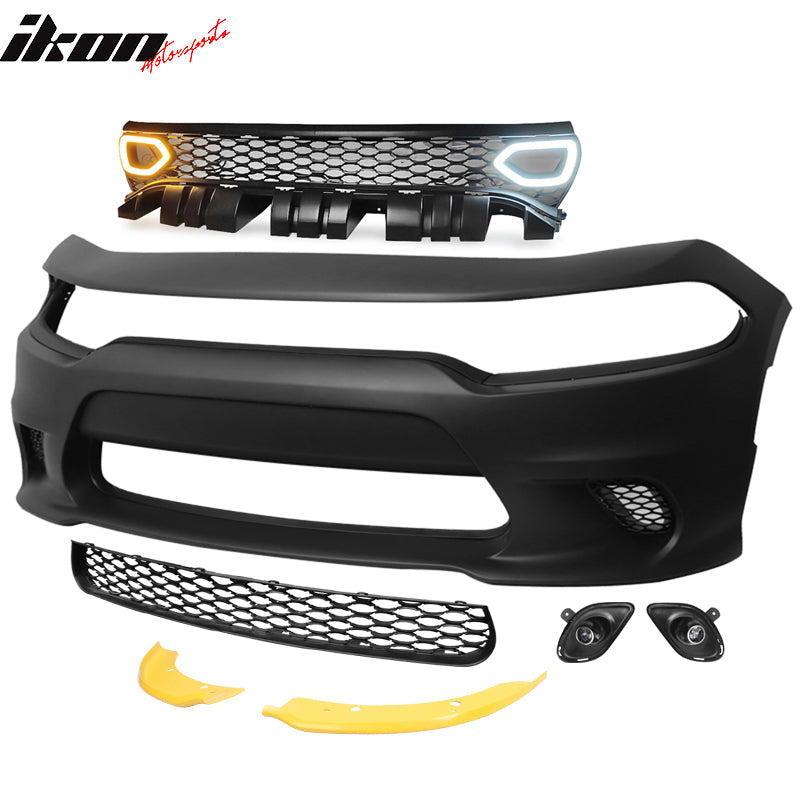 2015-2023 Dodge Charger Black Front Bumper Foglights Grille Lights PP