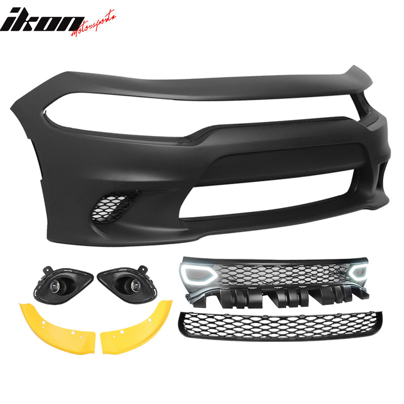 2015-2023 Dodge Charger Black Front Bumper Foglights Grille Lights PP