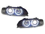 1997-2003 BMW E39 5 Series Black Projector Angel Eye Headlights