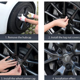 Wheel Center Cap Kit with Puller for Model 3/Y/S/X | 4 Hub Caps + 20 Lug Nut Covers