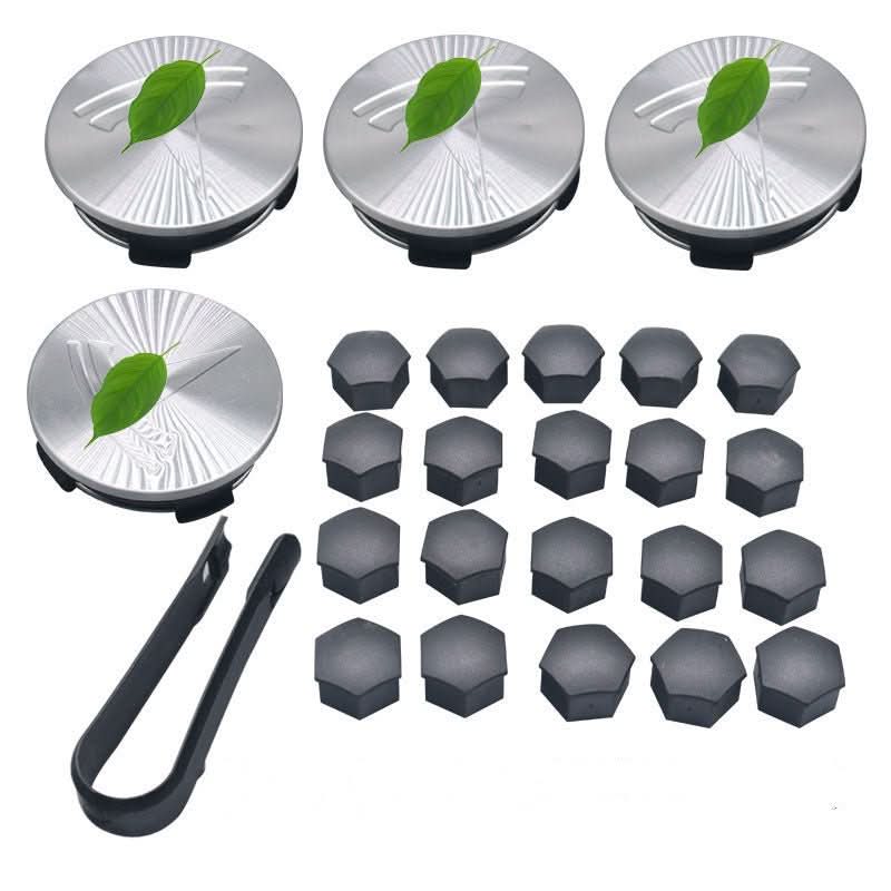 Wheel Center Cap Kit with Puller for Model 3/Y/S/X | 4 Hub Caps + 20 Lug Nut Covers
