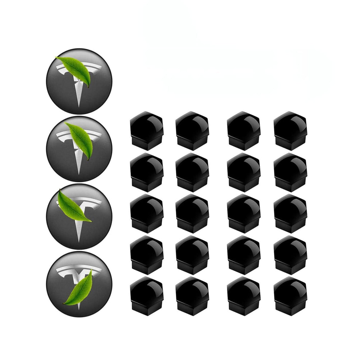 Wheel Center Cap Kit with Puller for Model 3/Y/S/X | 4 Hub Caps + 20 Lug Nut Covers