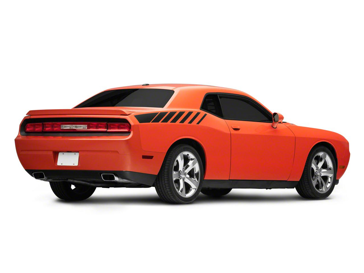 SEC10 Dashed Quarter Panel Graphics; Matte Black (08-23 Challenger)