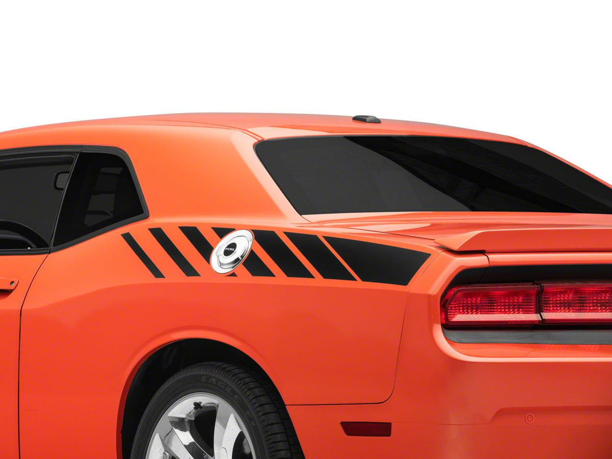 SEC10 Dashed Quarter Panel Graphics; Matte Black (08-23 Challenger)