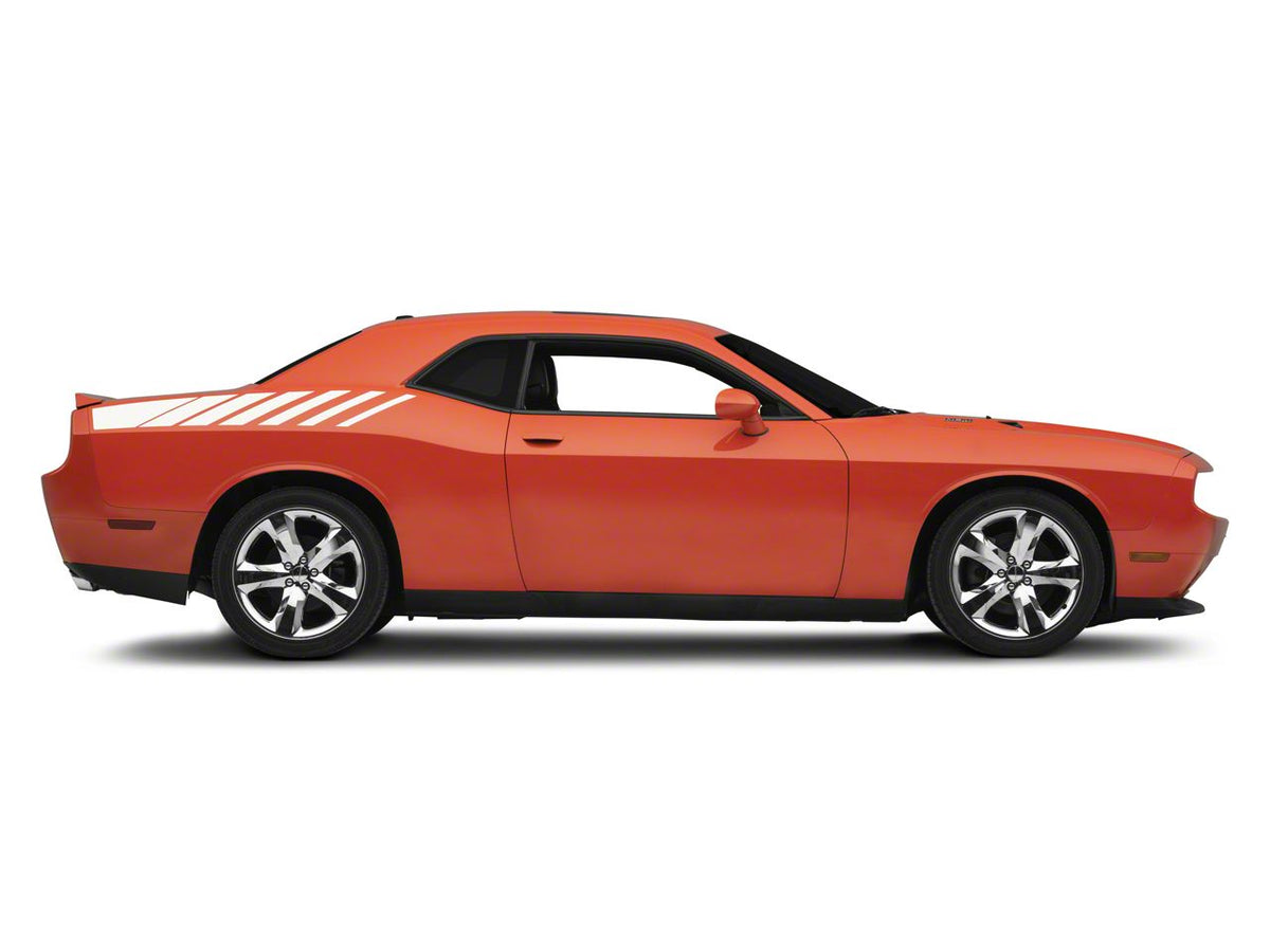 SEC10 Dashed Quarter Panel Graphics; White (08-23 Challenger)