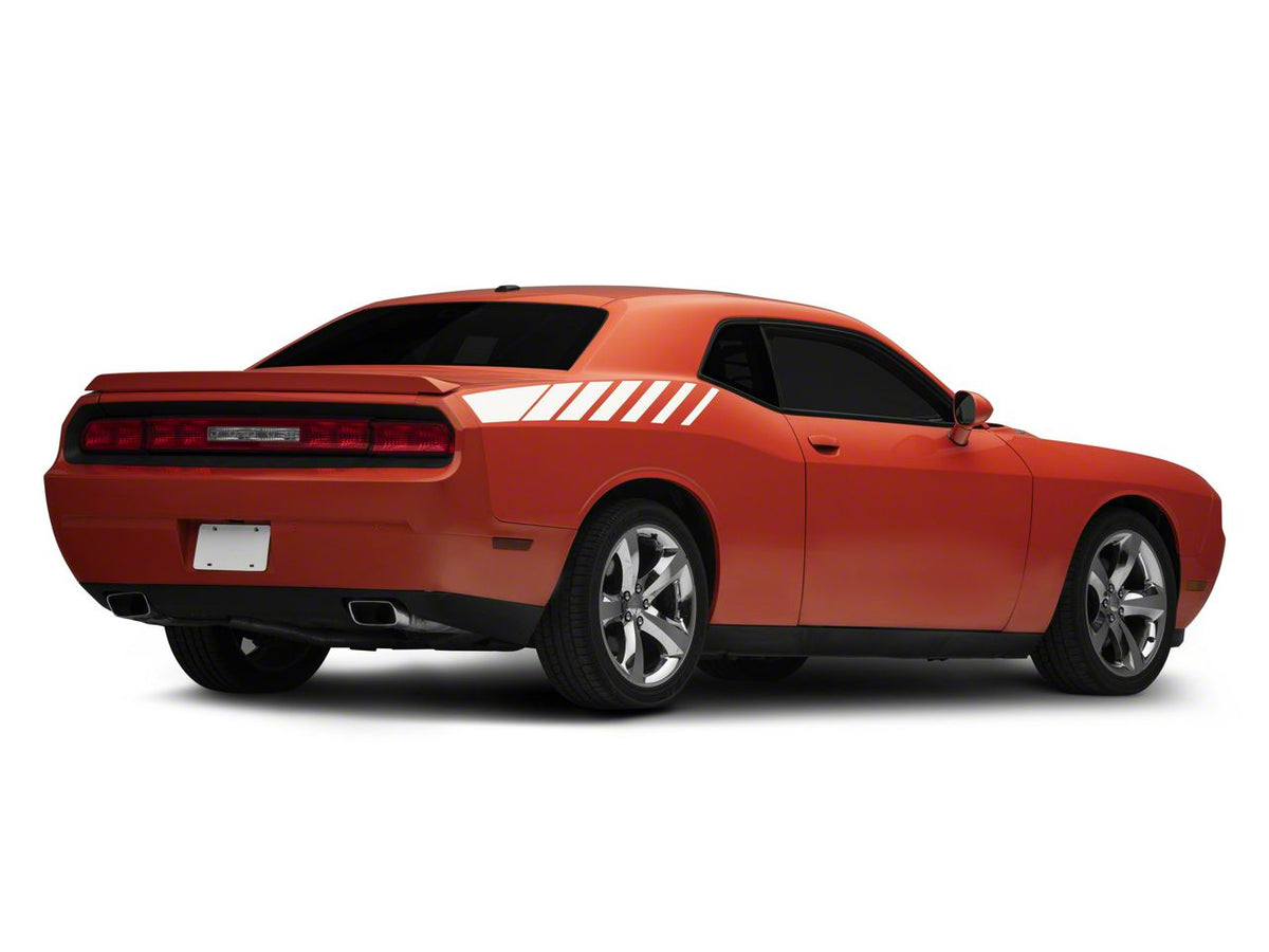 SEC10 Dashed Quarter Panel Graphics; White (08-23 Challenger)