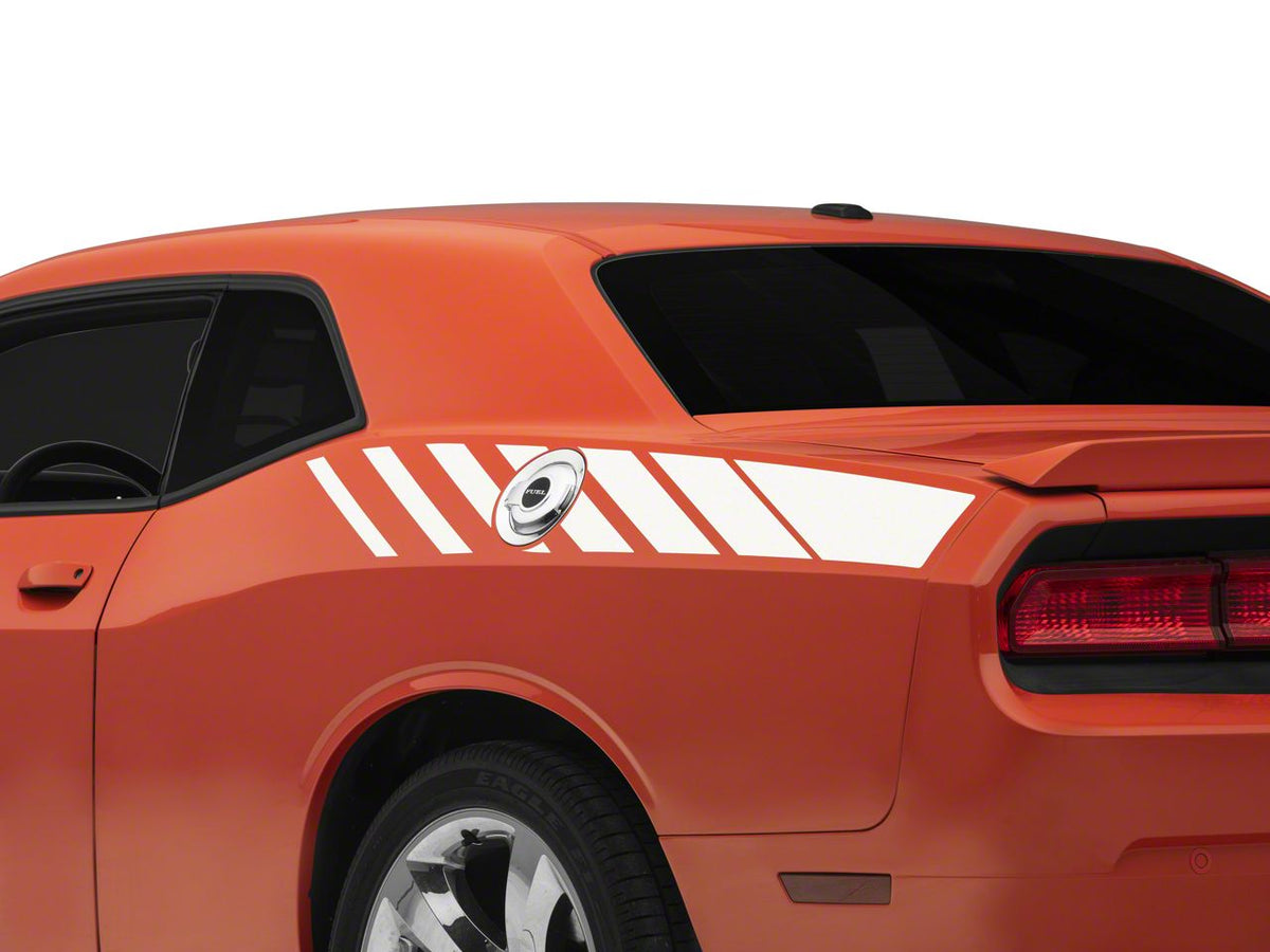 SEC10 Dashed Quarter Panel Graphics; White (08-23 Challenger)