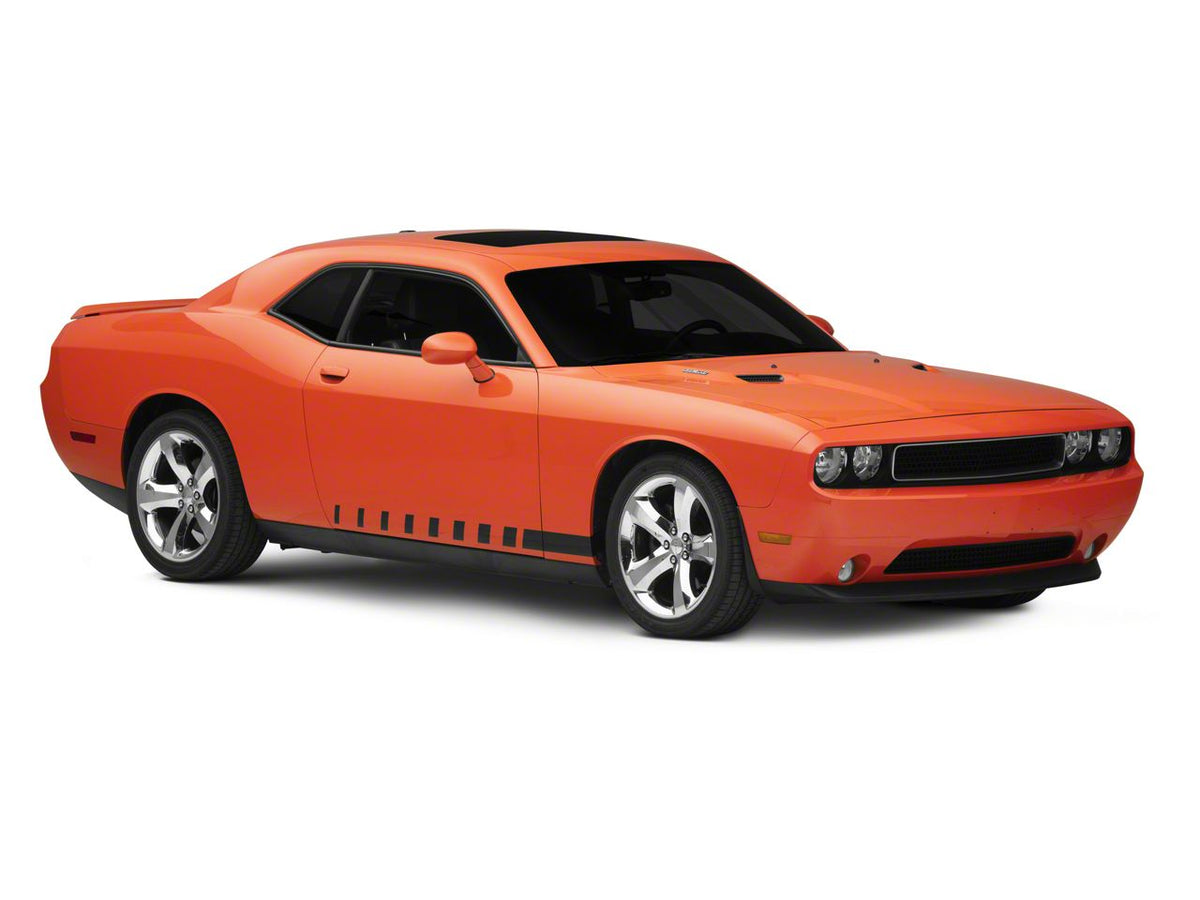 SEC10 Dashed Rocker Stripes; Gloss Black (08-23 Challenger)