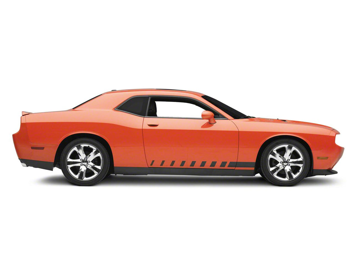 SEC10 Dashed Rocker Stripes; Gloss Black (08-23 Challenger)