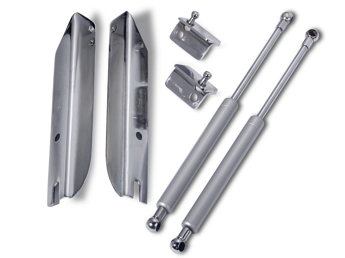 MMD Bolt On Hood Strut Kit; Chrome (05-14 Mustang)