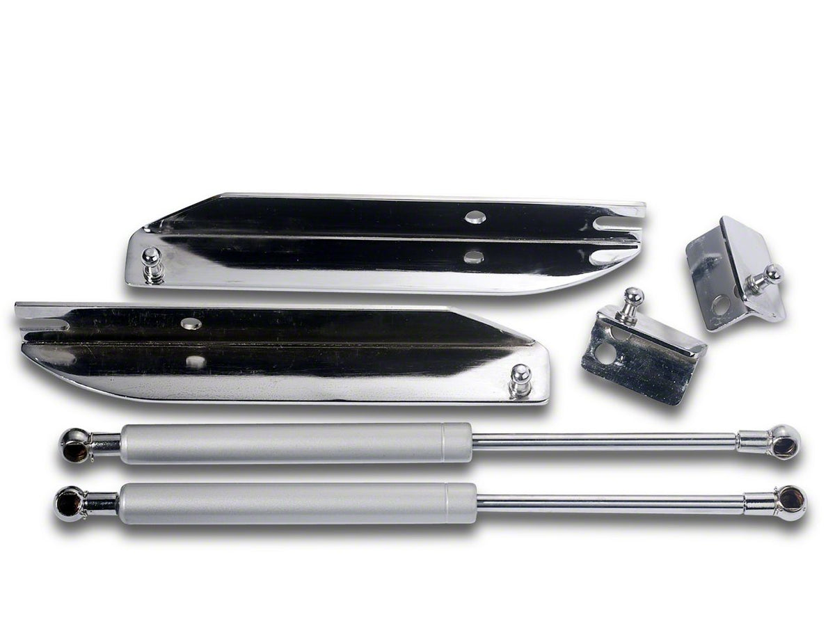 MMD Bolt On Hood Strut Kit; Chrome (05-14 Mustang)