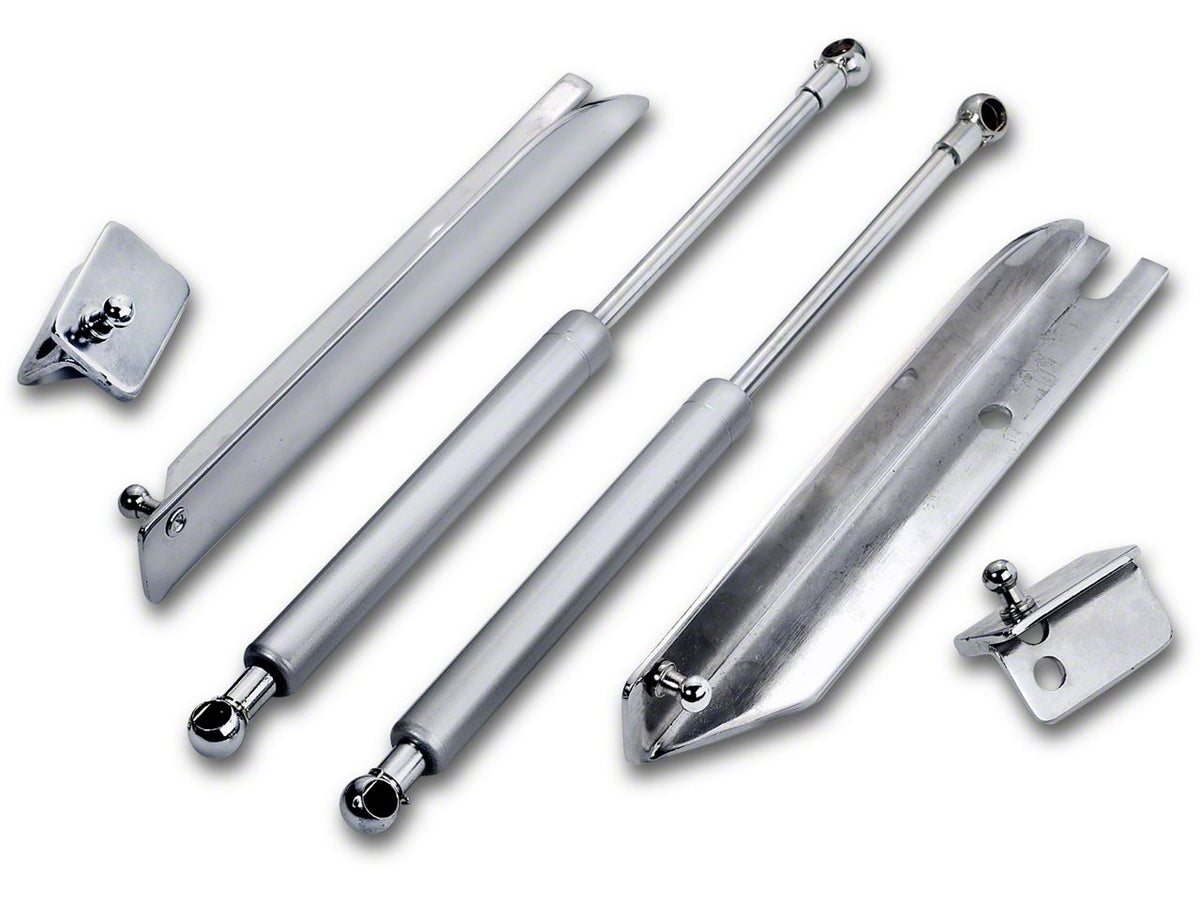 MMD Bolt On Hood Strut Kit; Chrome (05-14 Mustang)