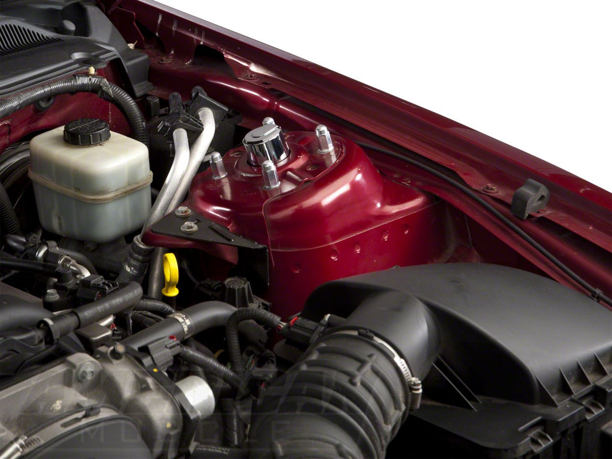 SpeedForm Modern Billet Strut Tower Caps and Nuts; Chrome (05-14 Mustang)
