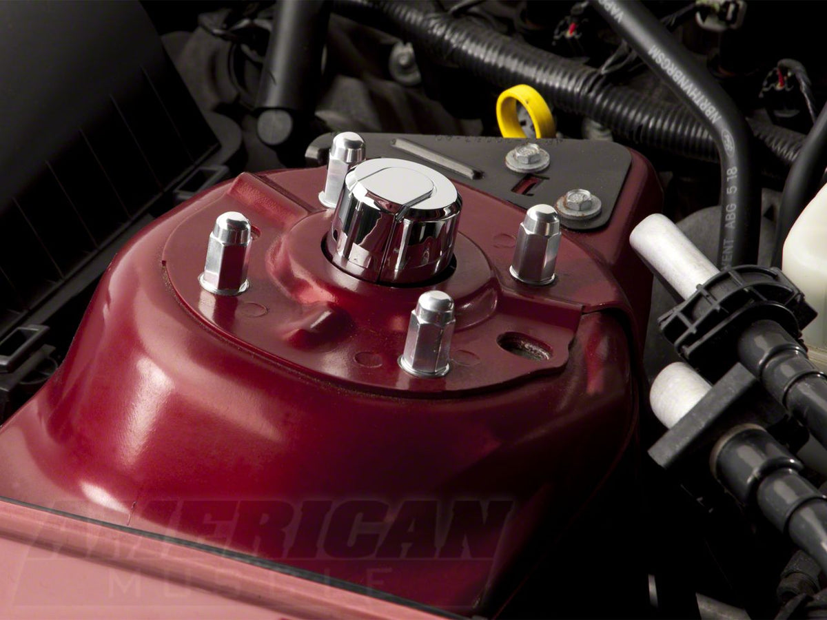 SpeedForm Modern Billet Strut Tower Caps and Nuts; Chrome (05-14 Mustang)