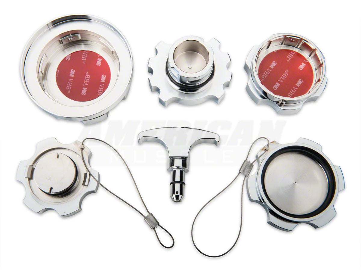 SpeedForm Modern Billet Underhood Dress-up Kit; Chrome; 6-Piece Kit (05-09 Mustang GT)