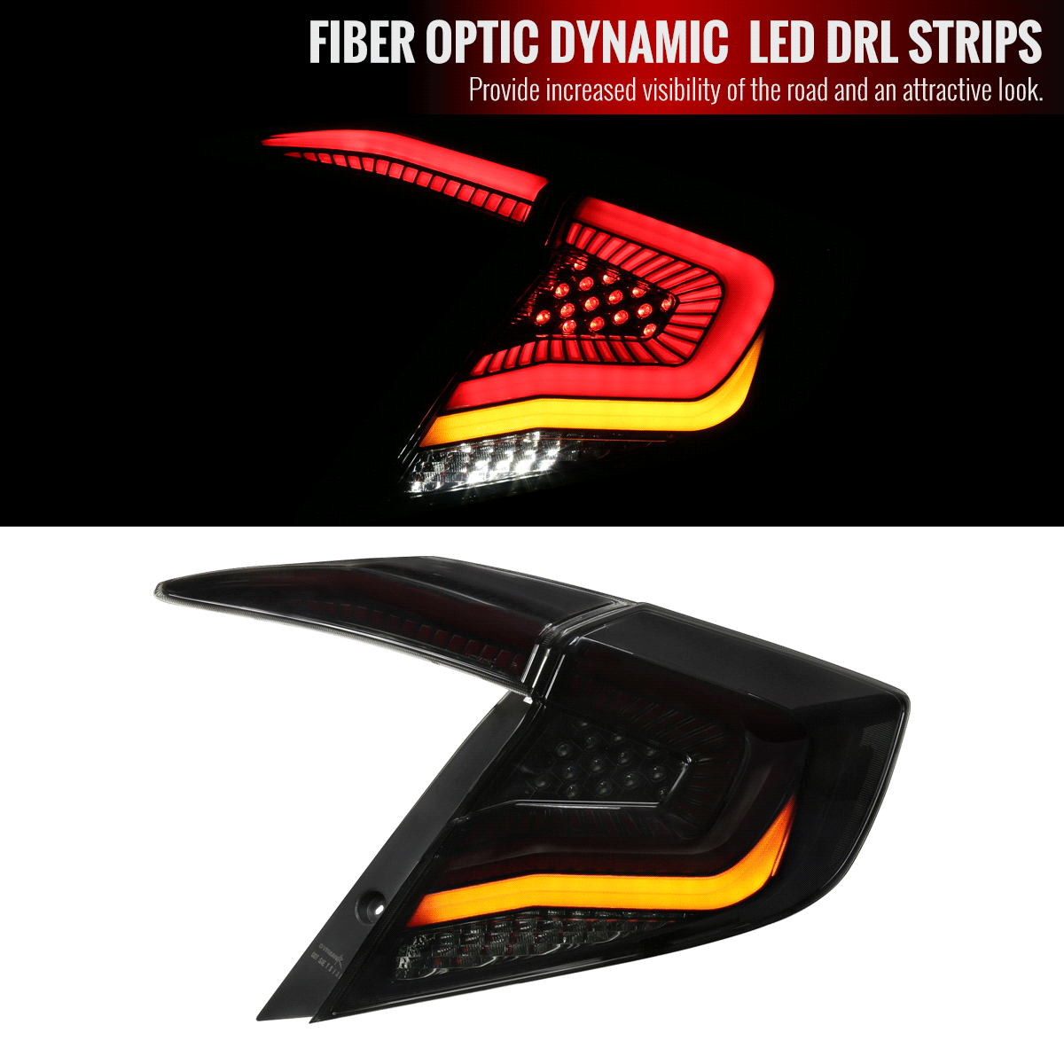 Tail Lights Honda Civic Sedan (2016-2021) Sequential LED - Smoked - K2 Industries