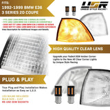 1992-1999 BMW E36 2D/Cabrio Darker Smoke Corner Lights