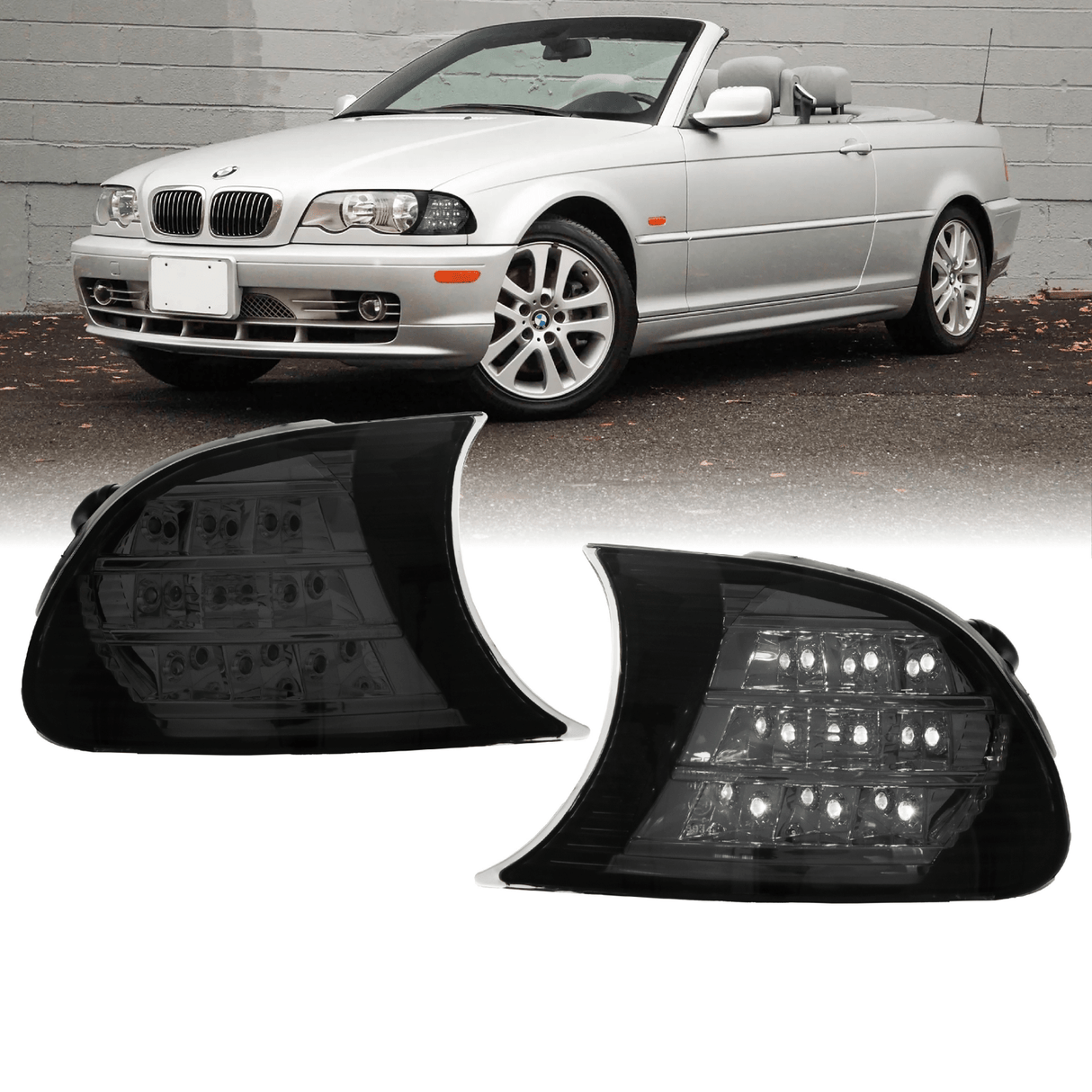 2002-2003 Bmw E46 2d/Cabrio Crystal Smoke White Led Corner Lights
