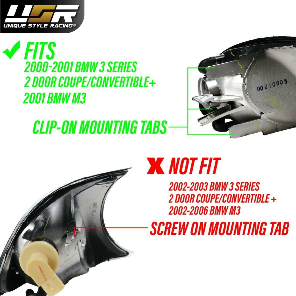 1999-2001 BMW E46 Crystal Smoke White LED Corner Lights