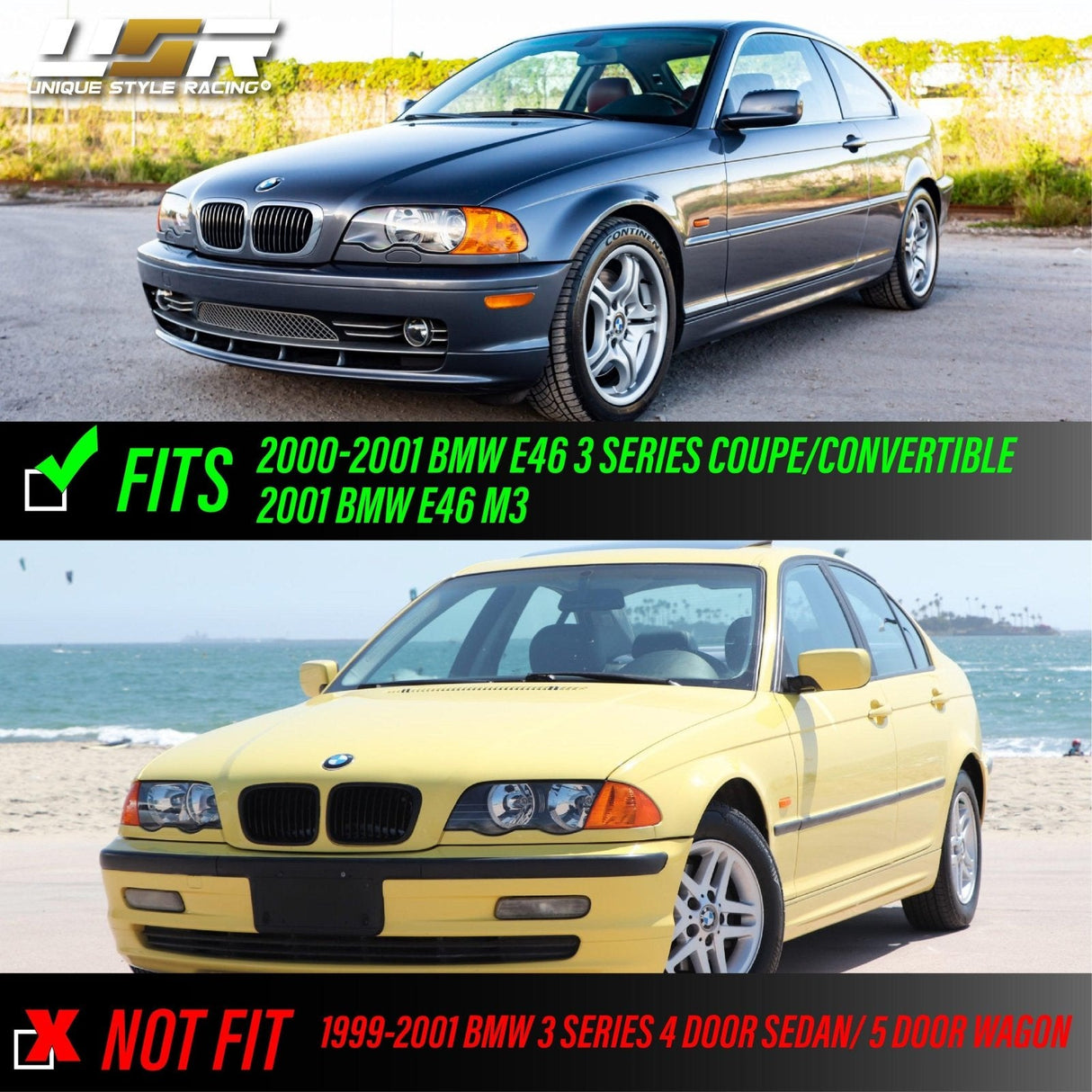 1999-2001 BMW E46 Crystal Smoke White LED Corner Lights