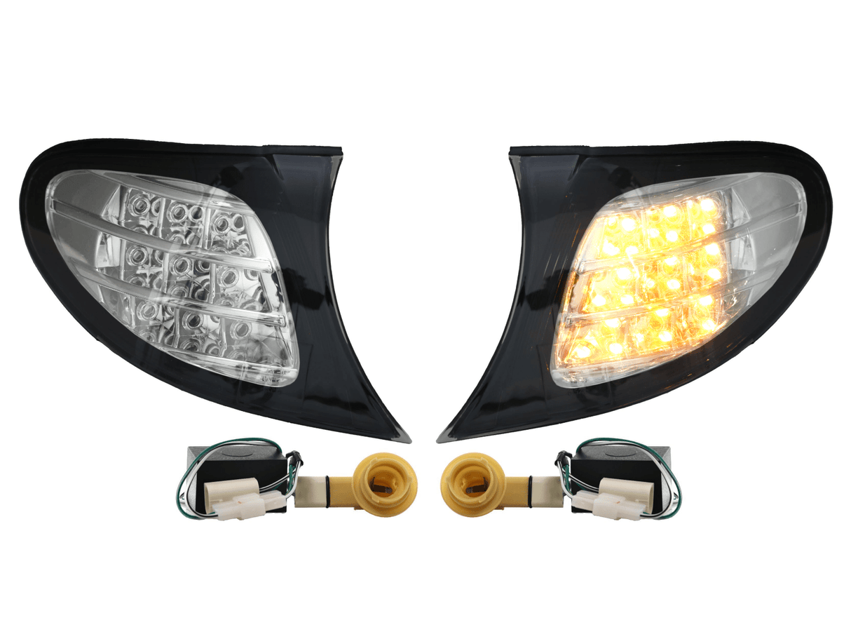 2002-2005 BMW E46 Black Smoke Corner Lights with Amber LED