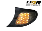 2002-2005 BMW E46 Black Smoke Corner Lights with Amber LED