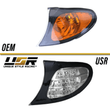 2002-2005 BMW E46 Black Smoke Corner Lights with Amber LED