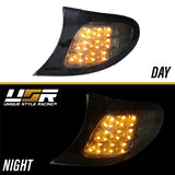 2002-2005 BMW E46 Black Smoke Corner Lights with Amber LED
