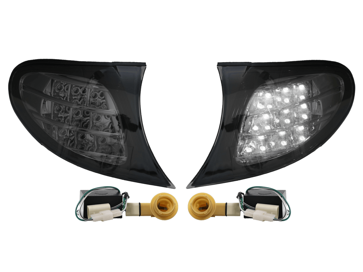 2002-2005 BMW E46 Black Smoke Corner Lights with Amber LED