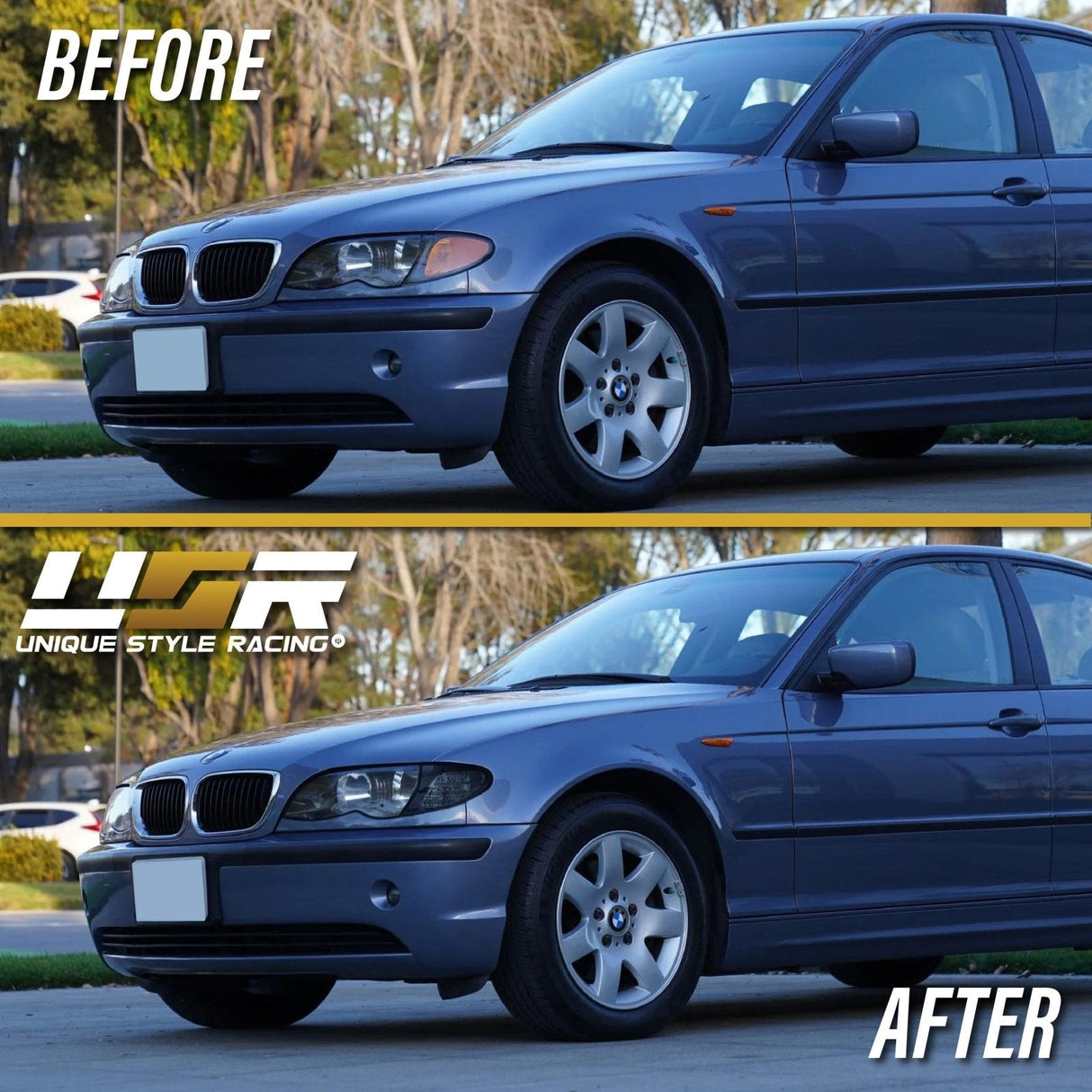 2002-2005 BMW E46 Black Smoke Corner Lights with Amber LED