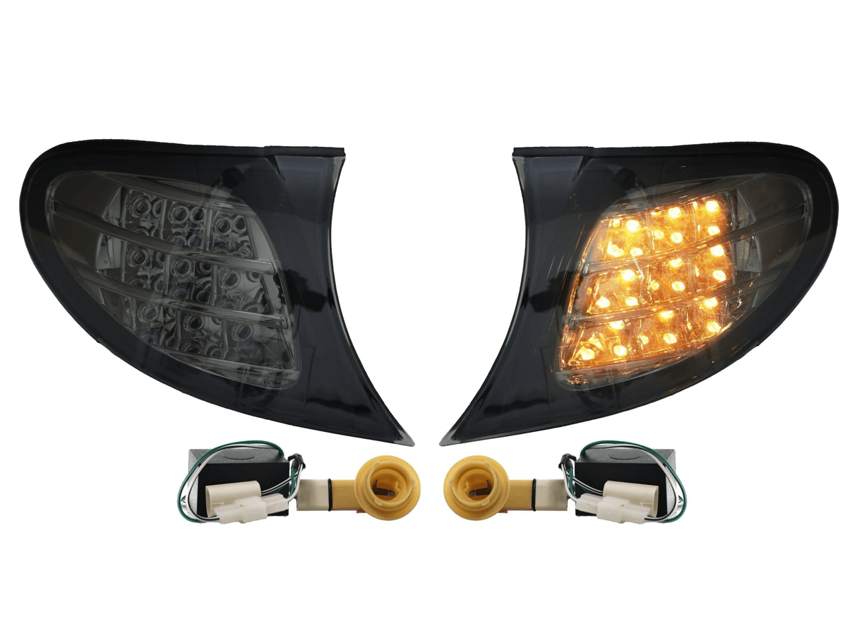 2002-2005 BMW E46 Black Smoke Corner Lights with Amber LED