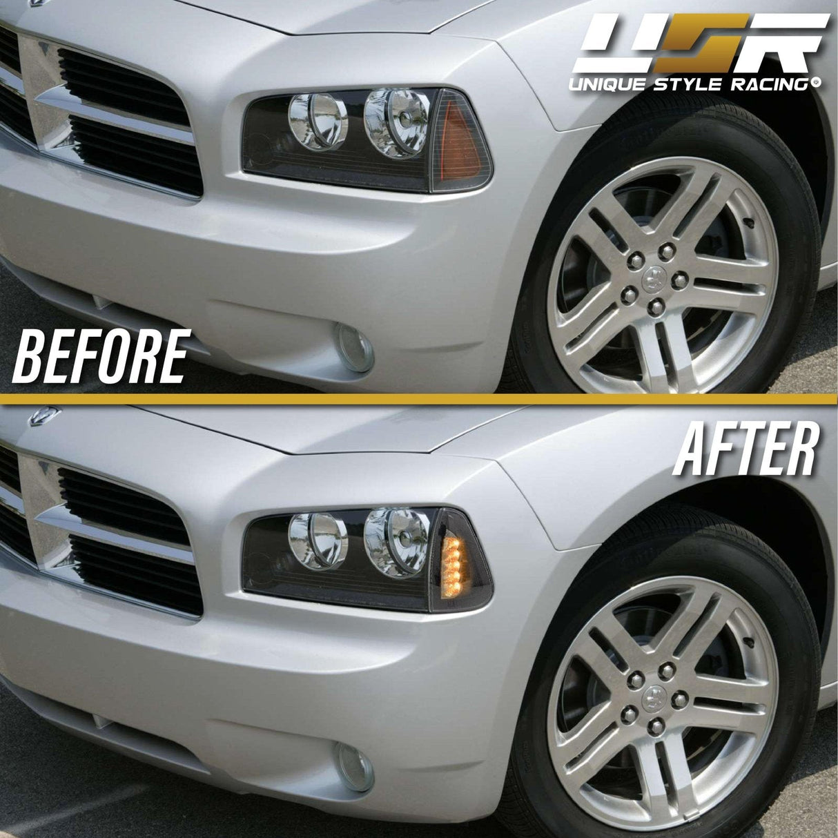 2006-2010 Dodge Charger Black Smoke Corner Light - White Led