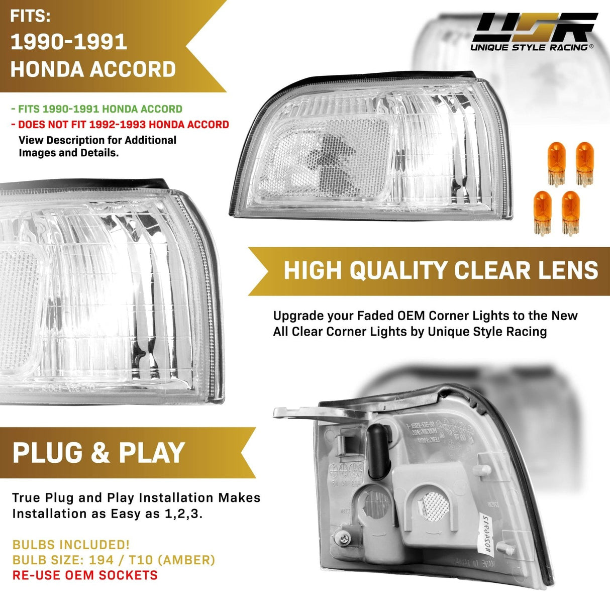 1990-1991 Honda Accord Amber Corner Lights