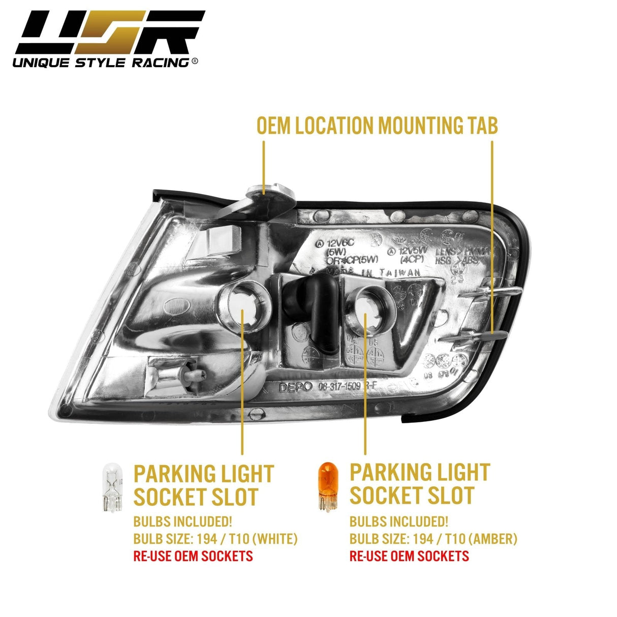 1994-1997 Honda Accord Euro Look Depo Smoke Corner Lights