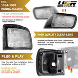 1994-1997 Honda Accord JDM Style Black Clear Corner Lights