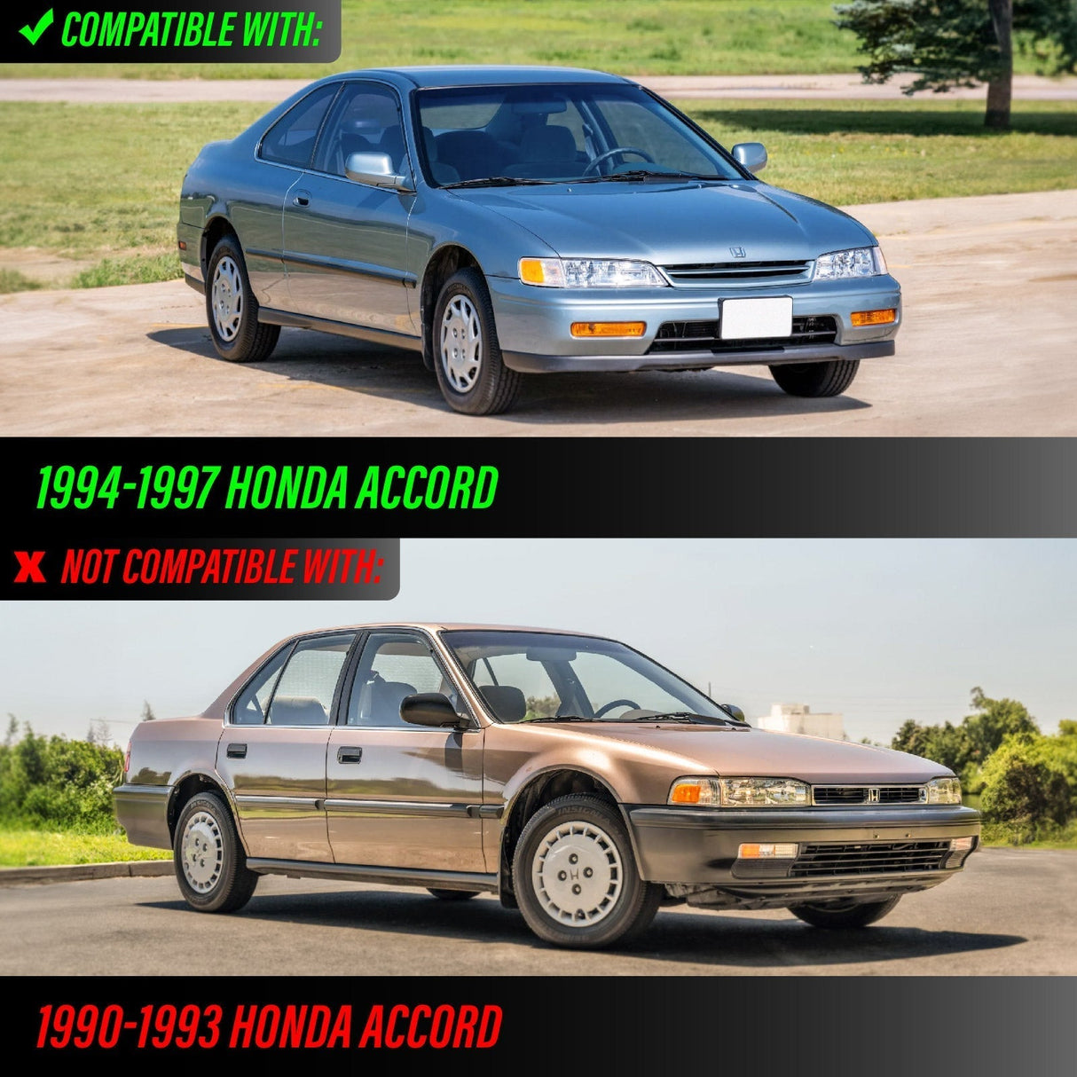 1994-1997 Honda Accord JDM Style Black Clear Corner Lights