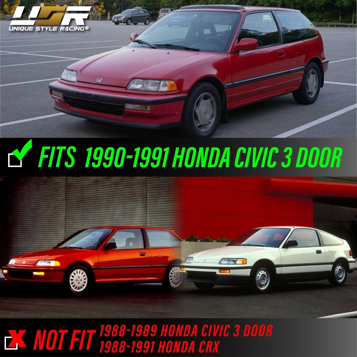 1990-1991 Honda Civic 3D USDM Amber Corner Lights
