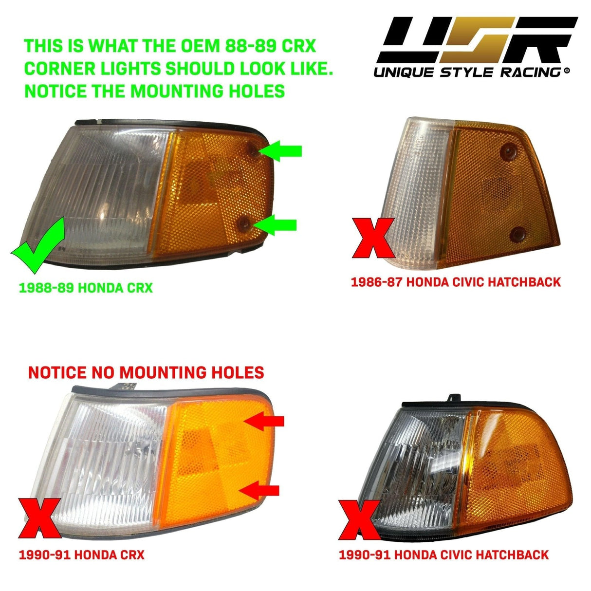 1988-1989 Honda CRX USDM Amber Corner Lights